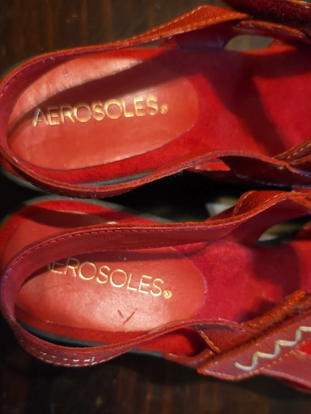 AEROSOLES Red Slingback Mary Jane Wedges